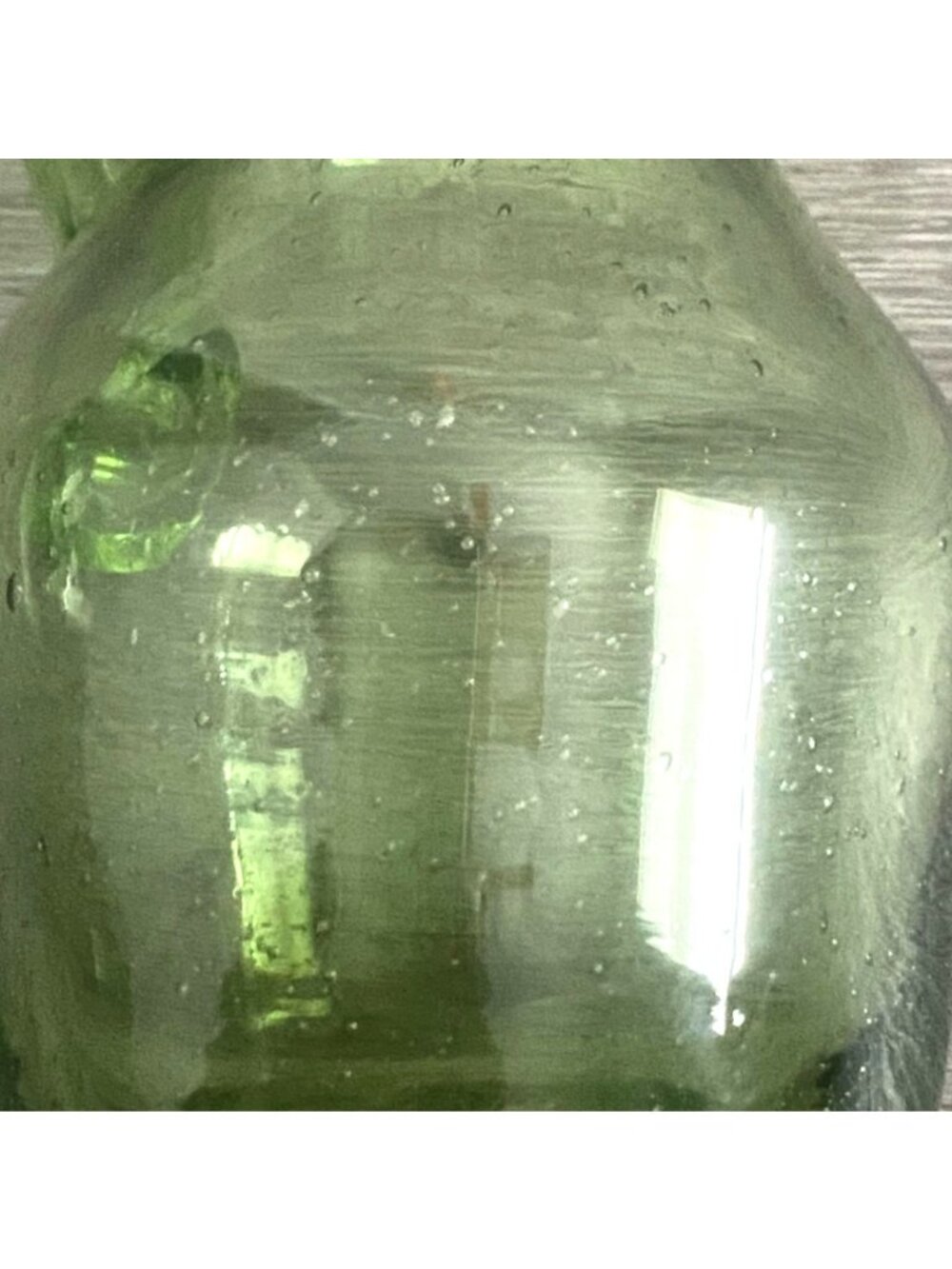 Vintage Small 5" Hand Blown Fancy Green Art Glass Pitcher-Bubble Detail-GUC - Picture 5 of 7